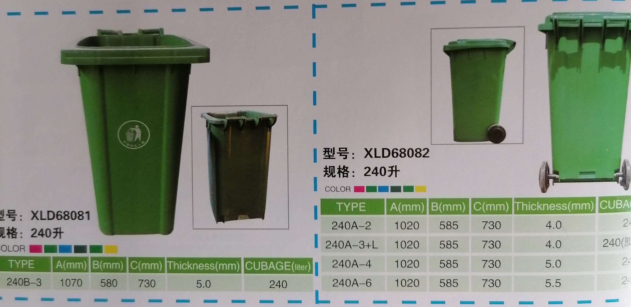 垃圾桶規格：型號：GT-XLD68082規格：240升