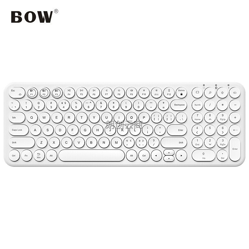 航世(BOW)HB098S-2 多设备三蓝牙无线键盘 轻巧便携手机平板ipad无线蓝牙键盘 时尚男女蓝牙键盘 白色